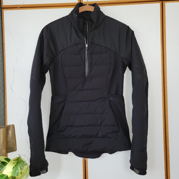 New Lululemon Black Down For It All Pullover Jacket 4 Quilted Stretch - Picture 2 of 14